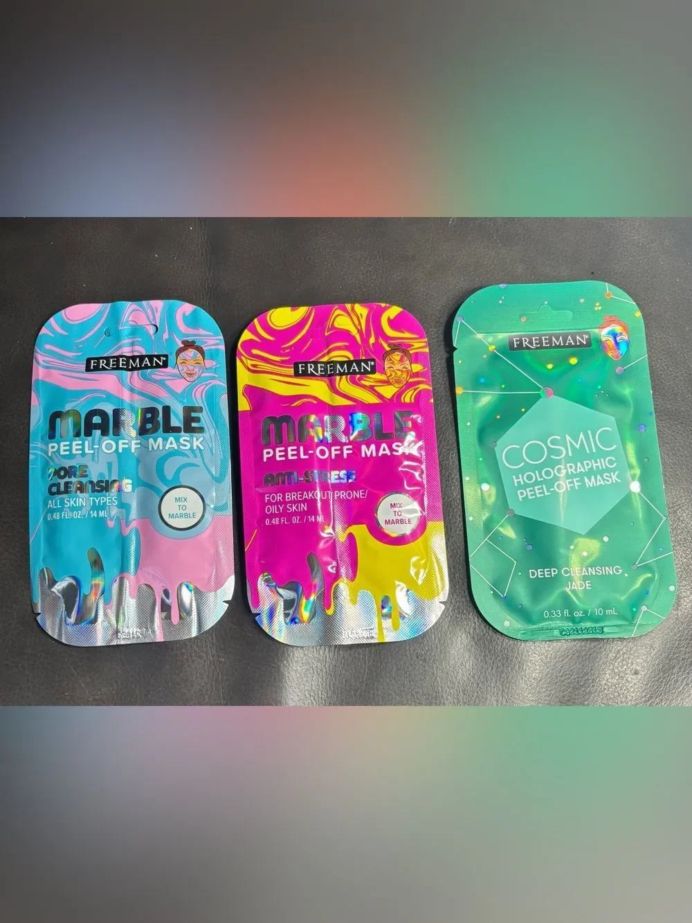 3 New Freeman Marble Peel-Off Mask - Vibrant Pink & Yellow